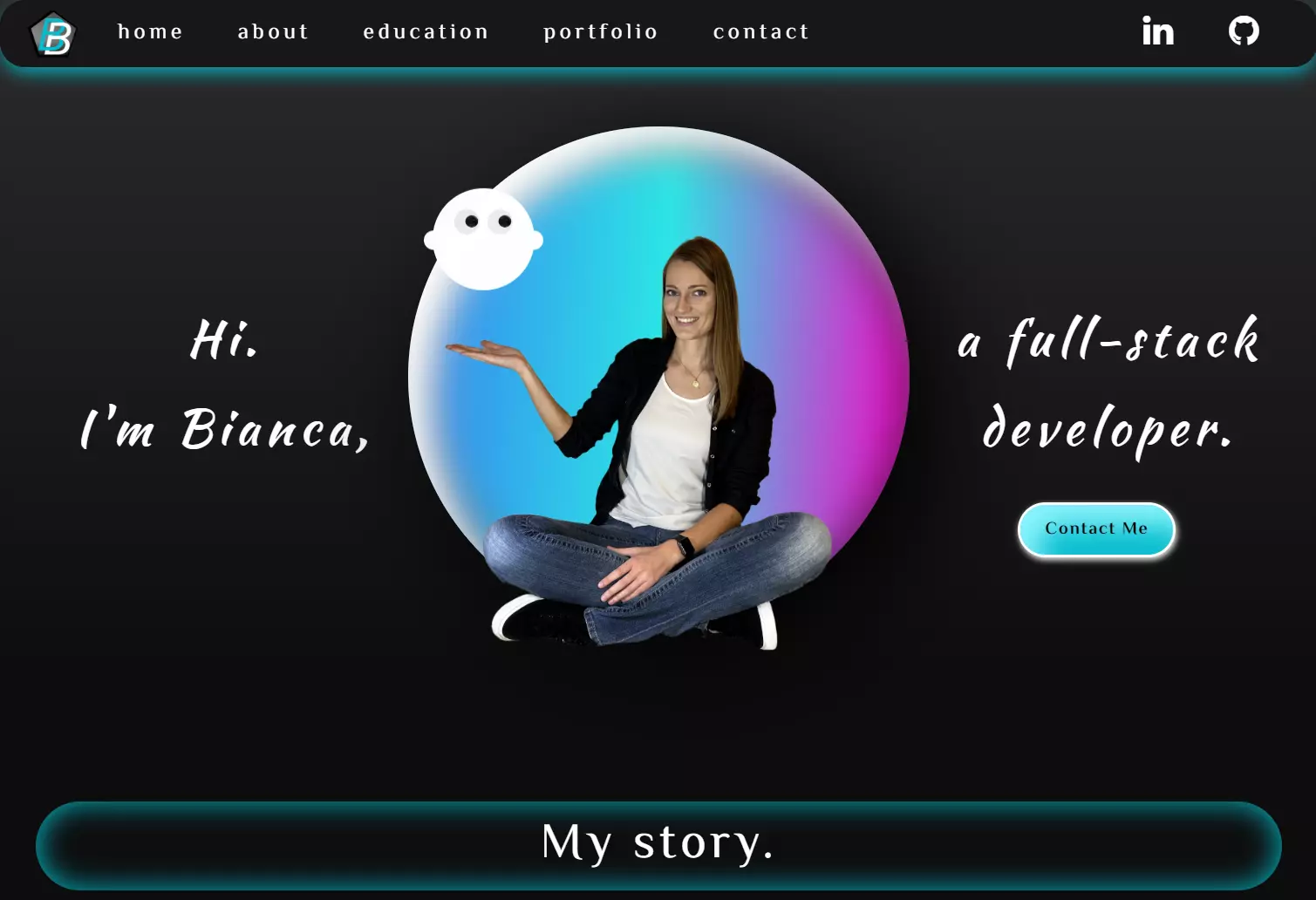 screenshot of Bianca's website